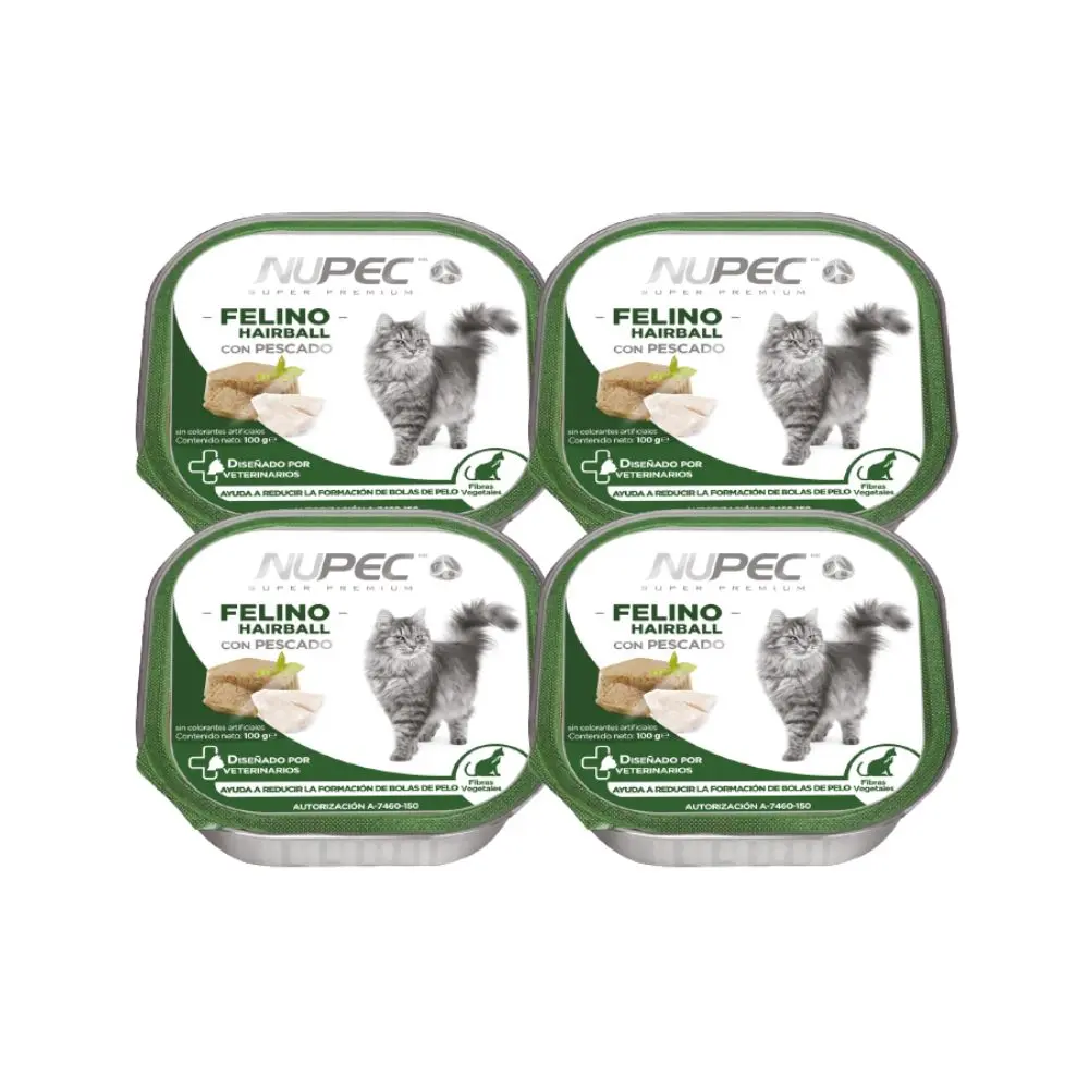 Nupec Alimento Humedo Hairball para Gato Adulto Kit 4 Latas